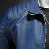 Men's Synthetic Leather Quilted Biker Jacket