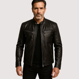 Faux Leather Zip Pocket Jacket