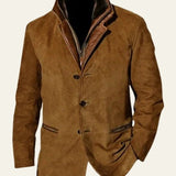 Men's Vegan Suede Leather-Trim Blazer