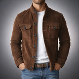 Suede Button Front Shirt Jacket