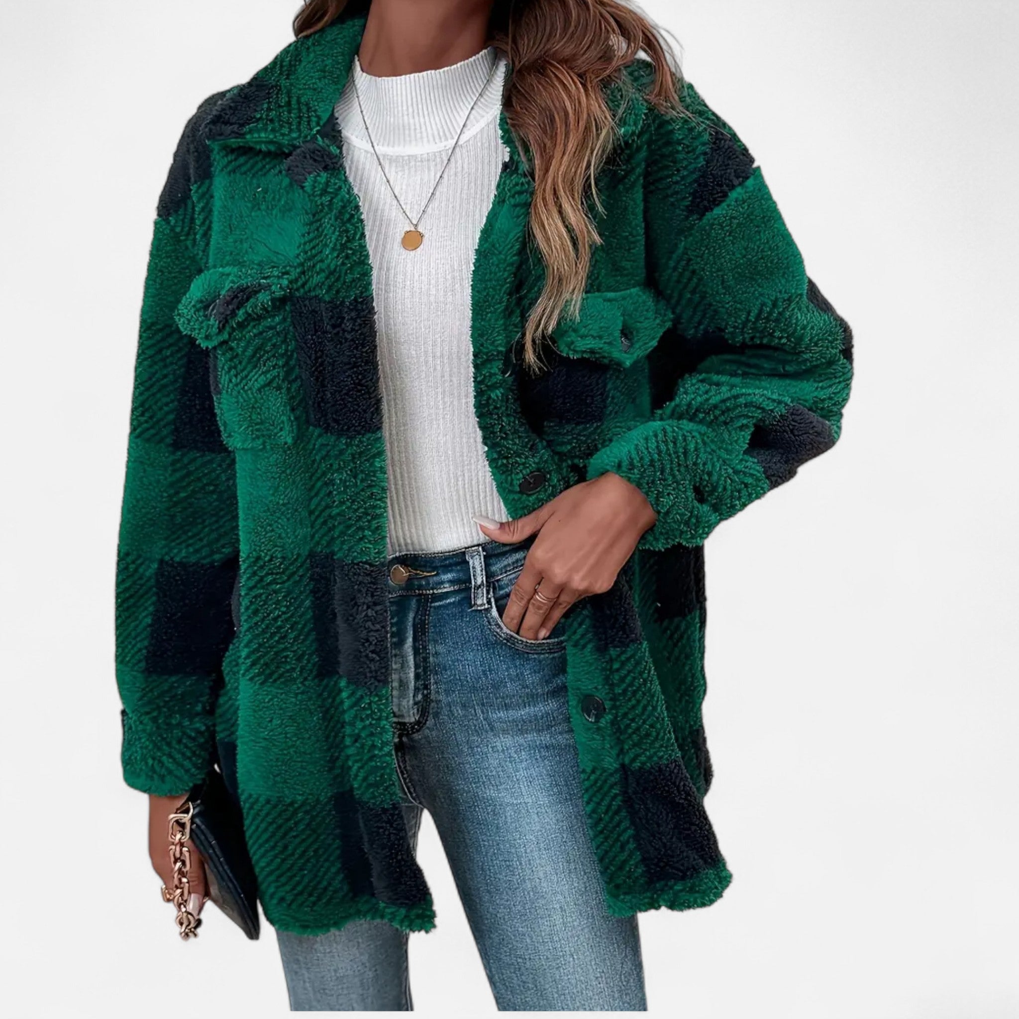 Women's Plush Plaid Shacket