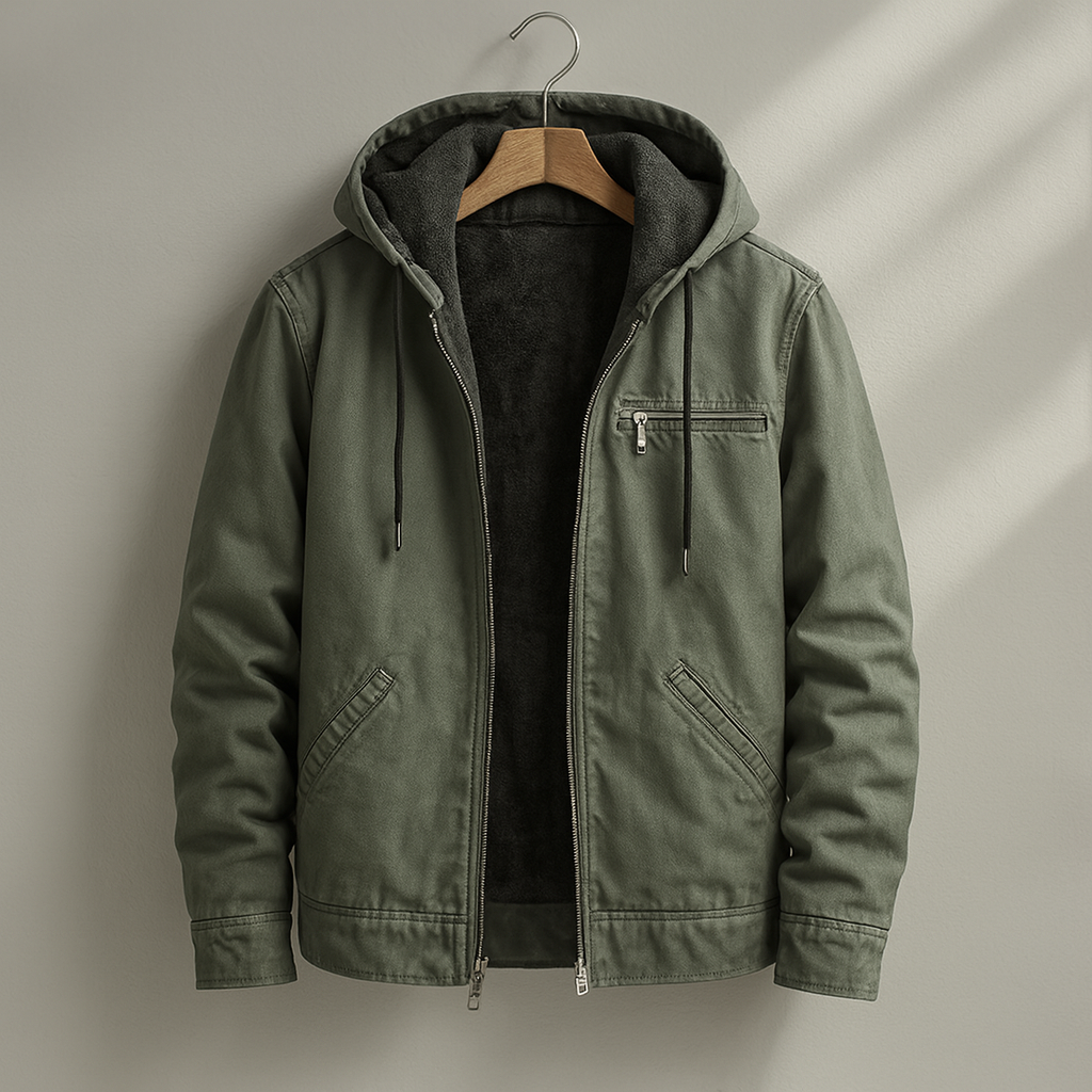 Fleece-Lined Hooded Men's Jacket