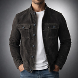 Suede Button Front Shirt Jacket