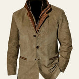 Men's Vegan Suede Leather-Trim Blazer