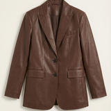 Glossy Faux Leather Oversized Blazer