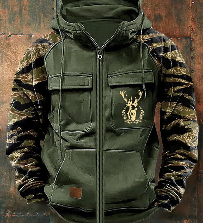Multi-Pocket Camouflage Zip Hoodie
