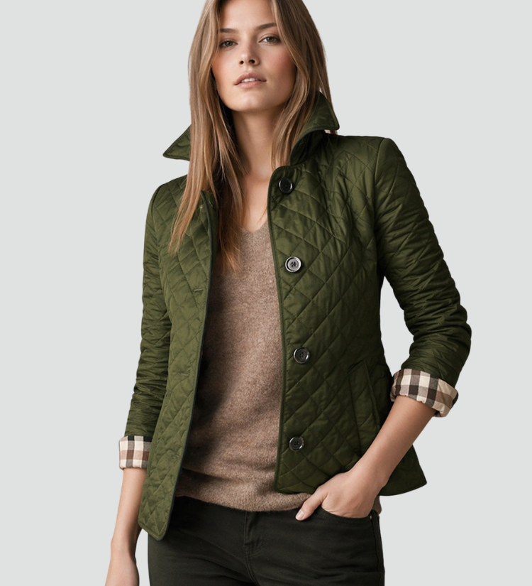 Quilted Button-Front Women's Transitional Jacket