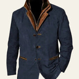 Men's Vegan Suede Leather-Trim Blazer