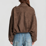 Cropped Suede Oversized Women's Jacket