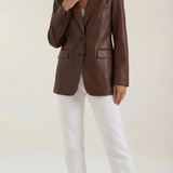 Glossy Faux Leather Oversized Blazer