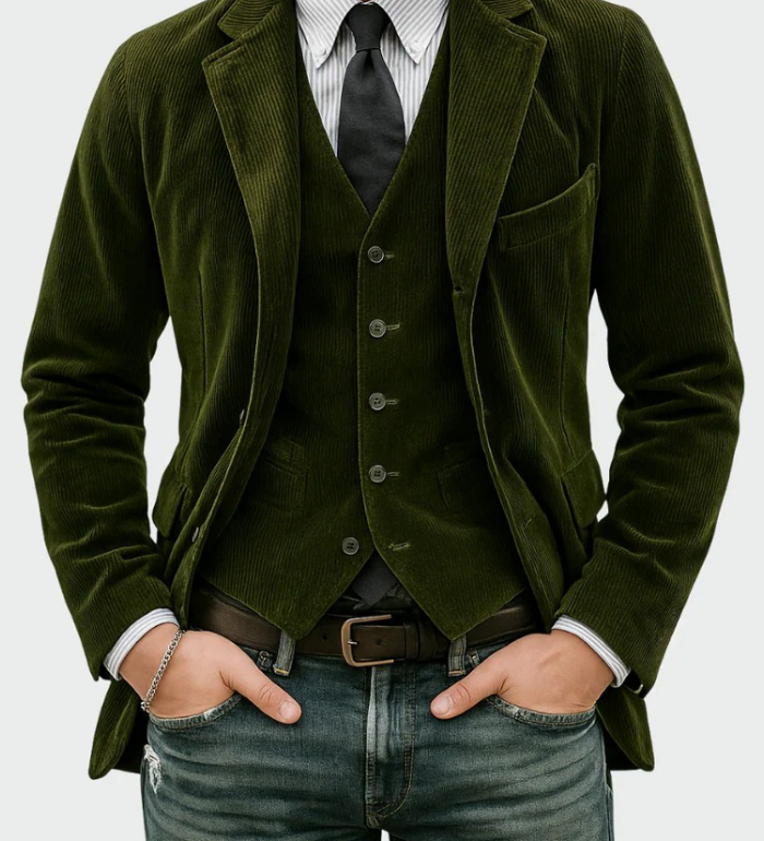 Corduroy Two-Piece Blazer Suit