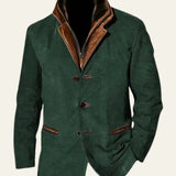 Men's Vegan Suede Leather-Trim Blazer