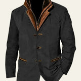 Men's Vegan Suede Leather-Trim Blazer