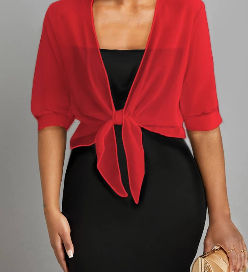 Sheer Chiffon Tie Front Bolero