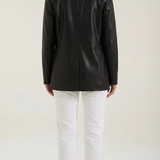 Glossy Faux Leather Oversized Blazer