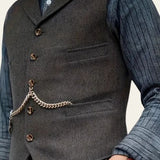 Men's Tweed Button-Front Vest