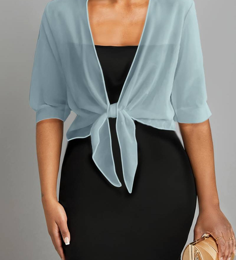Sheer Chiffon Tie Front Bolero
