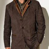 Men's Vegan Suede Leather-Trim Blazer
