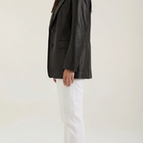 Glossy Faux Leather Oversized Blazer