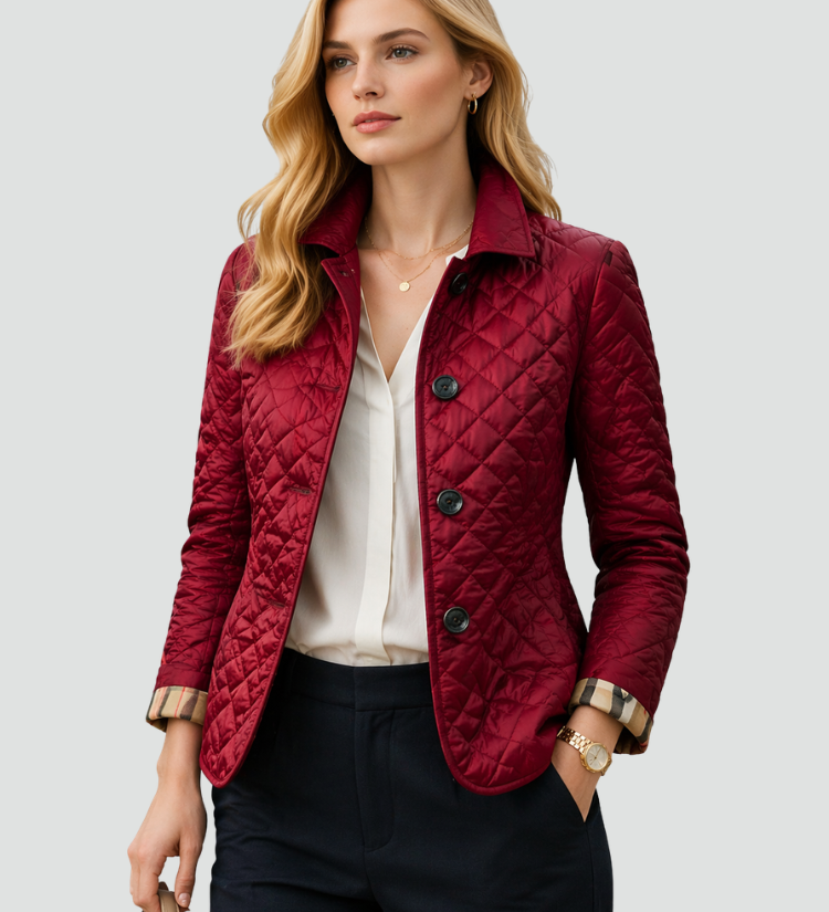 Quilted Button-Front Women's Transitional Jacket