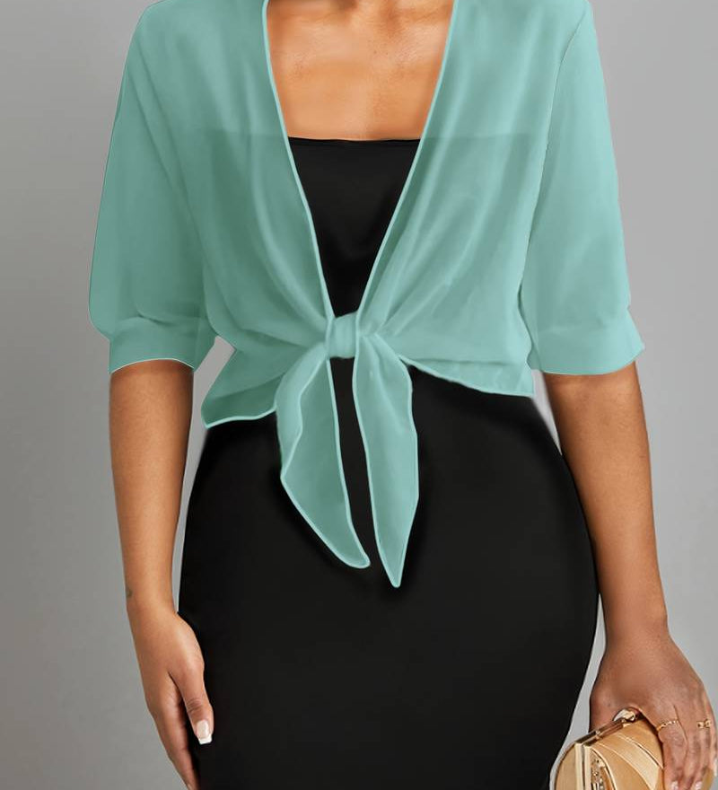 Sheer Chiffon Tie Front Bolero