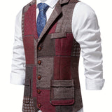 Men's Tweed Patchwork Formal Vest