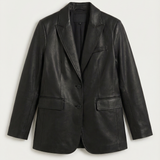 Glossy Faux Leather Oversized Blazer