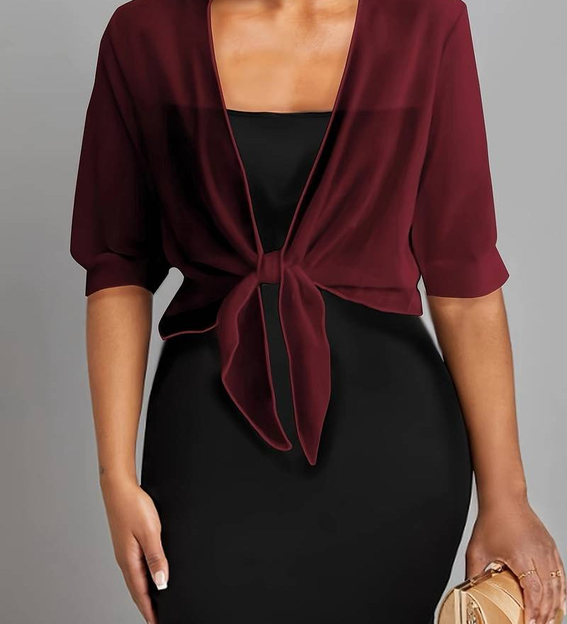 Sheer Chiffon Tie Front Bolero