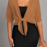 Sheer Chiffon Tie Front Bolero