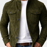 Suede Button Front Shirt Jacket