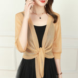 Sheer Chiffon Tie Front Bolero
