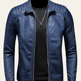 Men's Synthetic Leather Quilted Biker Jacket