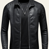 Men's Synthetic Leather Quilted Biker Jacket