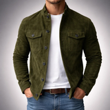 Suede Button Front Shirt Jacket
