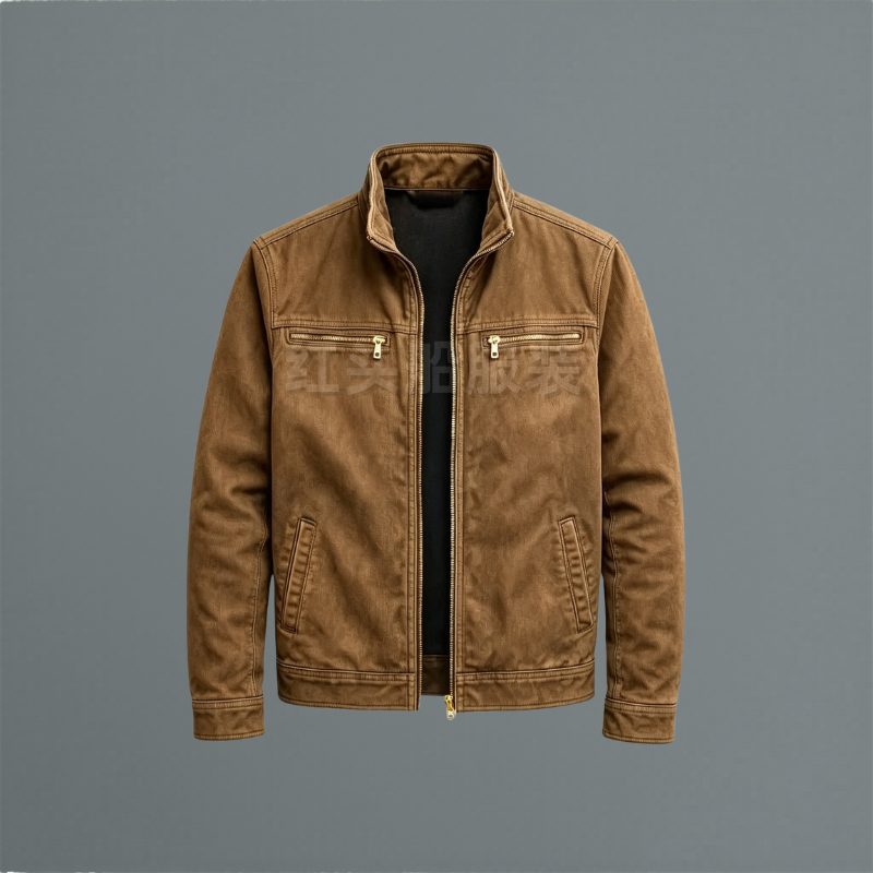 Cotton Zip Front Utility Jacket