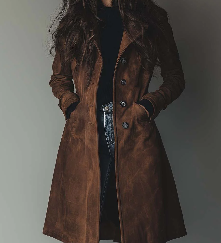 Long Double-Breasted Tailored Coat