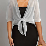 Sheer Chiffon Tie Front Bolero