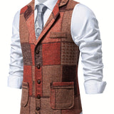 Men's Tweed Patchwork Formal Vest