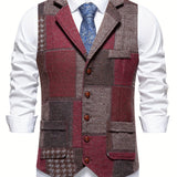 Men's Tweed Patchwork Formal Vest