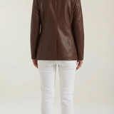 Glossy Faux Leather Oversized Blazer