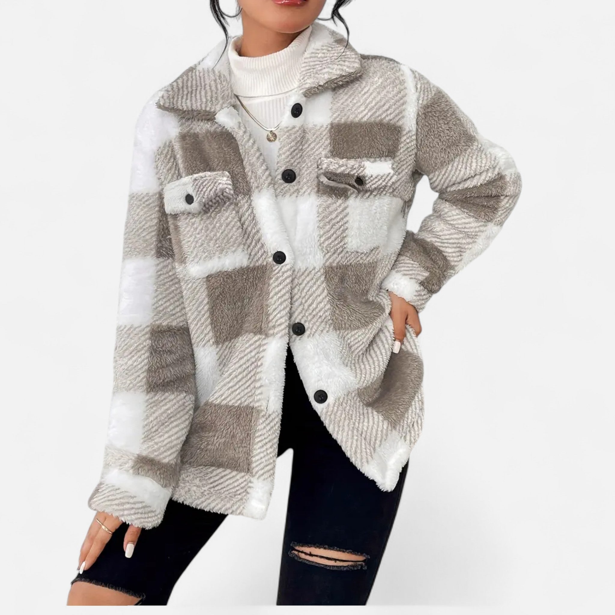 Women's Plush Plaid Shacket
