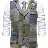 Men's Tweed Patchwork Formal Vest