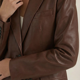 Glossy Faux Leather Oversized Blazer
