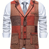 Men's Tweed Patchwork Formal Vest