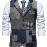 Men's Tweed Patchwork Formal Vest