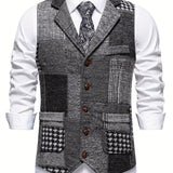 Men's Tweed Patchwork Formal Vest