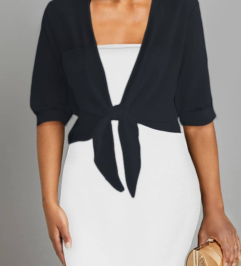 Sheer Chiffon Tie Front Bolero