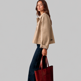 Boxy Plaid-Lined Cropped Trench Jacket