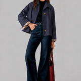 Boxy Plaid-Lined Cropped Trench Jacket