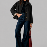 Boxy Plaid-Lined Cropped Trench Jacket